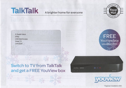 Junk mail from Talk Talk.