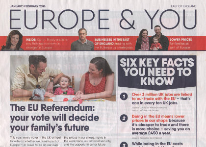 Junk mail from the Britain Stronger in Europe Campaign.