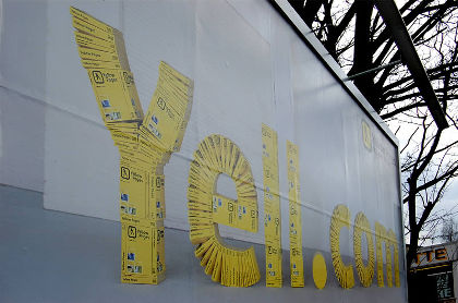 A billboard advertising yell.com (the online version of the Yellow Pages).